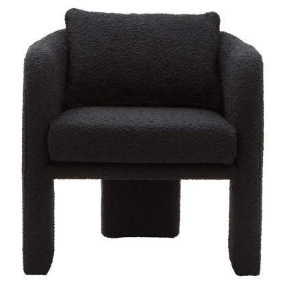 Ozzero Black Boucle Curved Armchair with Matching Cushion