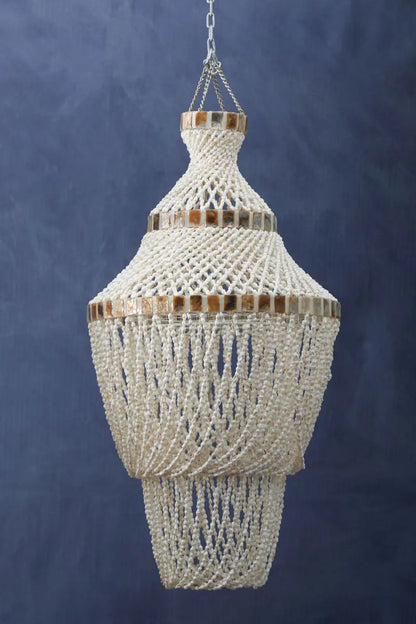 Palu Natural White and Amber Shell Pendant Shade