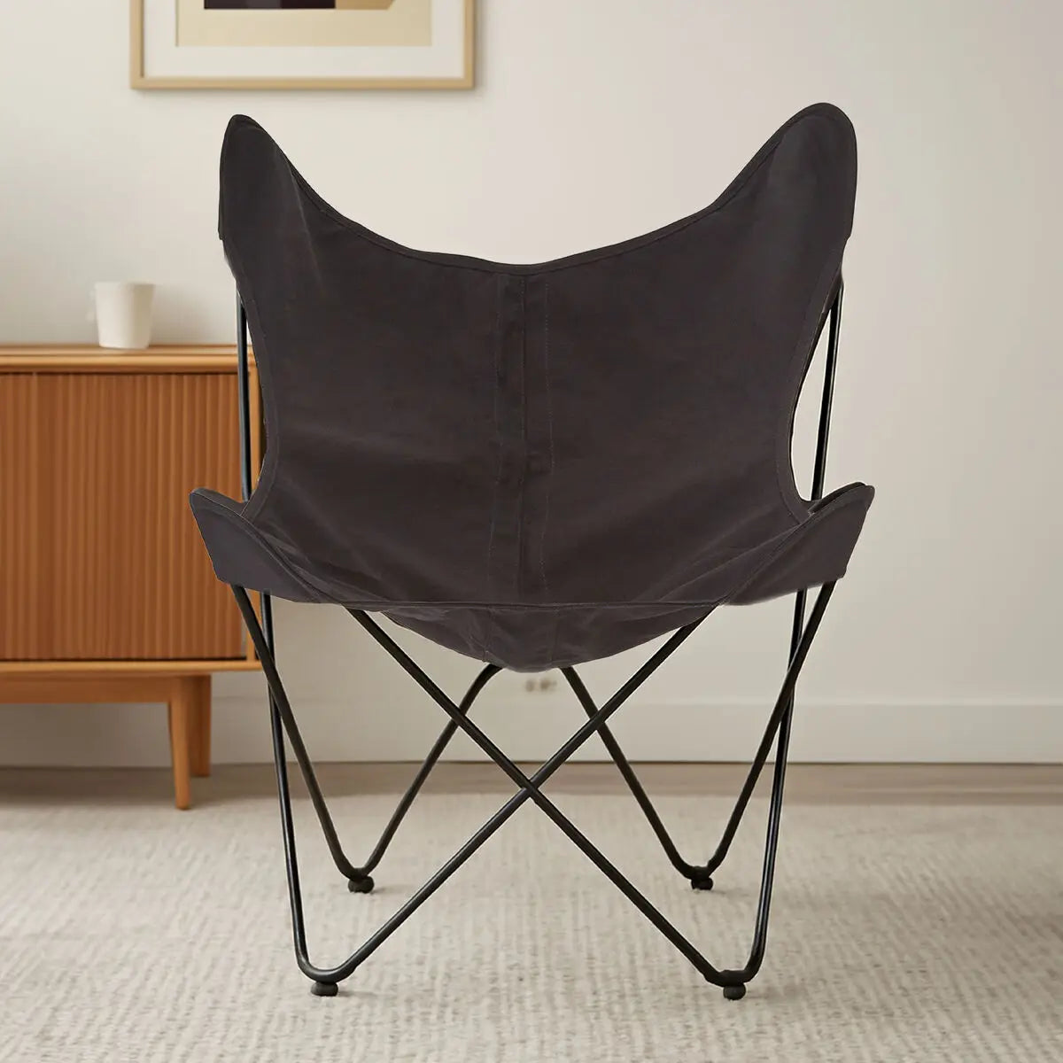 Papillon Black Canvas Butterfly Chair