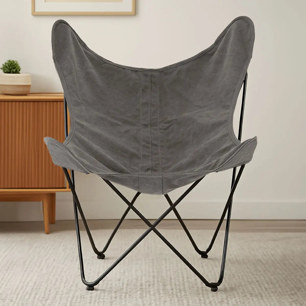Papillon Grey Canvas Butterfly Chair