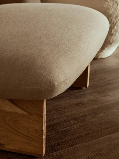 Parova Cream Linen Textured Armless Chair With Wood Base