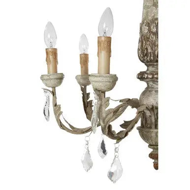 Pavatti Carved Wooden 6 Arm Chandelier