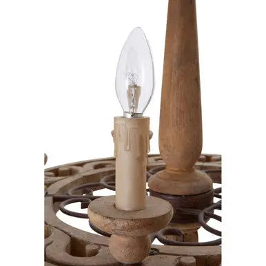 Paxton 5 Arm Oak Wood Chandelier