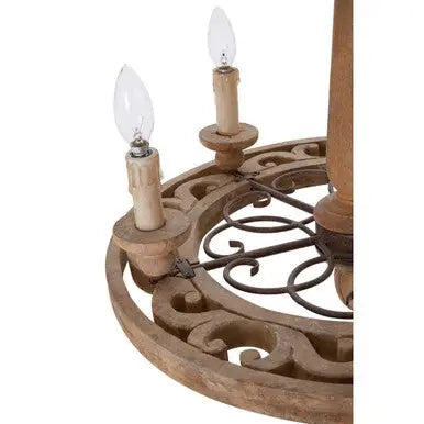Paxton 5 Arm Oak Wood Chandelier