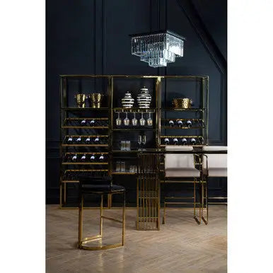 Piermount Gold Bar Shelf Unit With Glass Rack