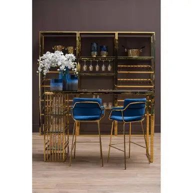 Piermount Gold Bar Shelf Unit With Glass Rack
