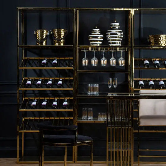 Piermount Gold Bar Shelf Unit With Glass Rack