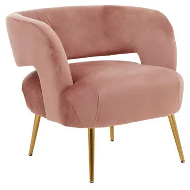 Pink Velvet Curved Accent Chair | Larissa