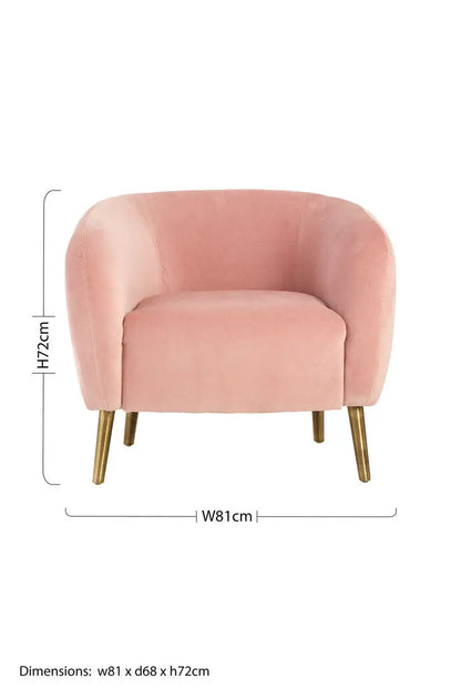 Pink Velvet Round Armchair | Louxor