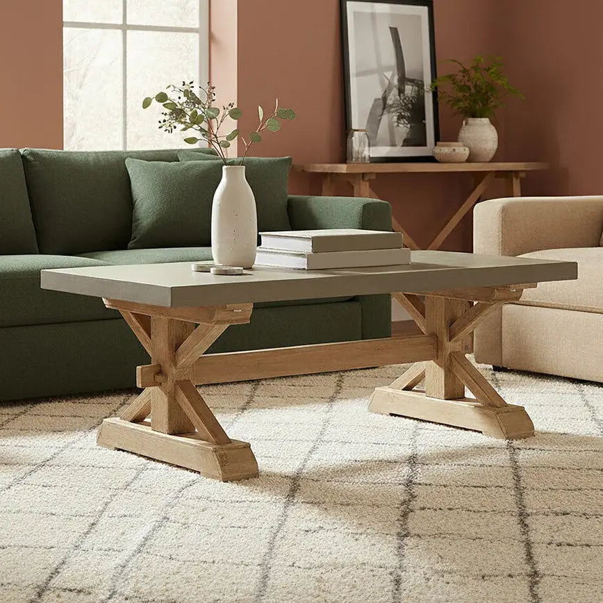 Pompeii Natural and Grey Finish Wooden Coffee Table