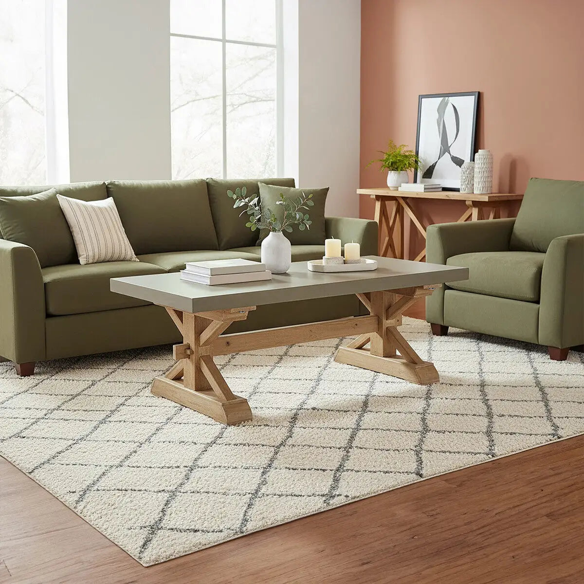 Pompeii Natural and Grey Finish Wooden Coffee Table