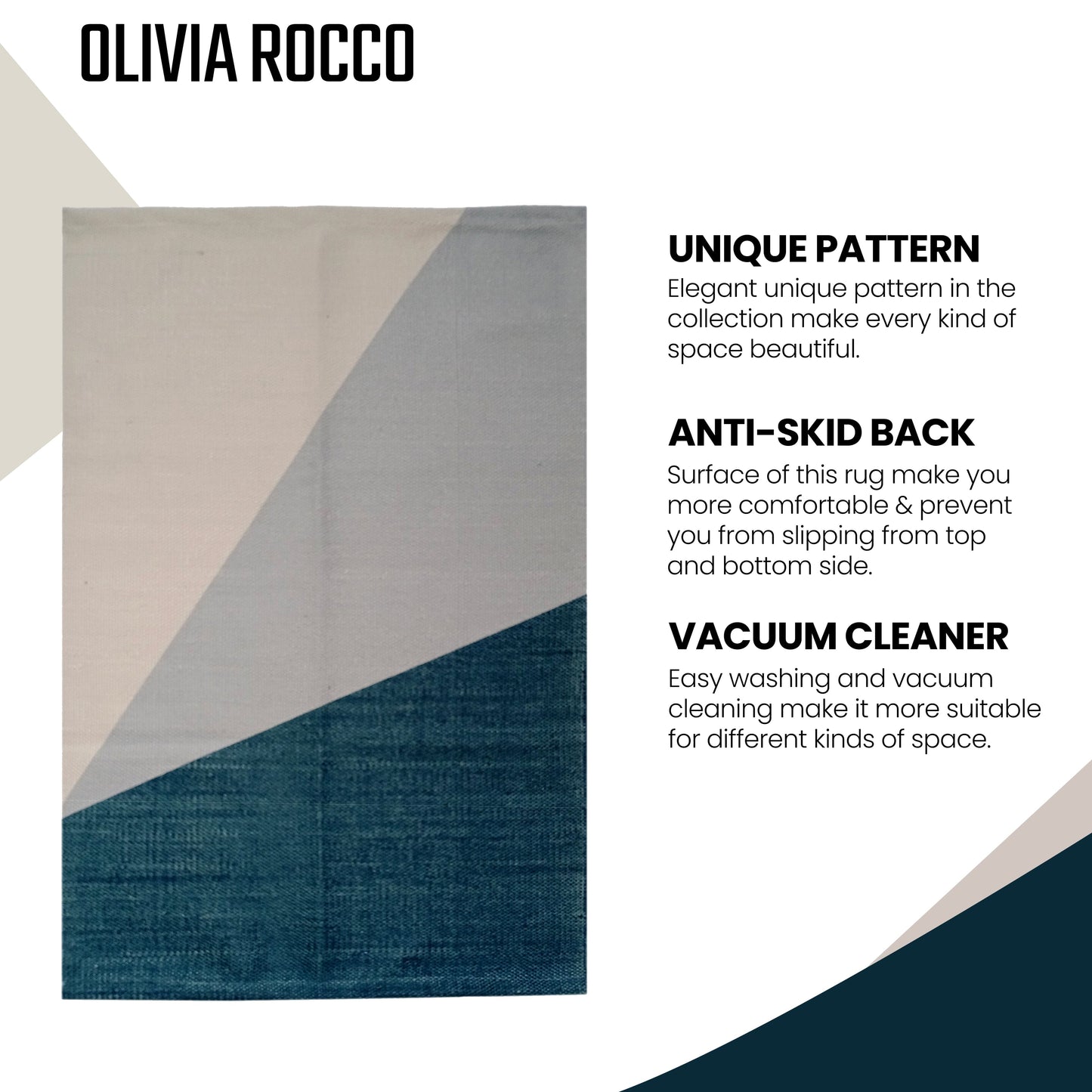 Printed Rug Oslo Design Modern Non-Slip Soft Durable Floor Rug for Living Room Bedroom Office by OLIVIA ROCCO