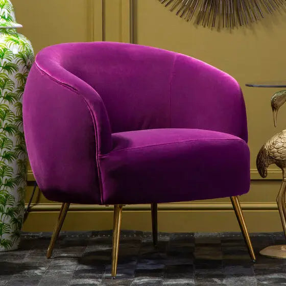Purple Velvet Curved Accent Chair | Manhattan