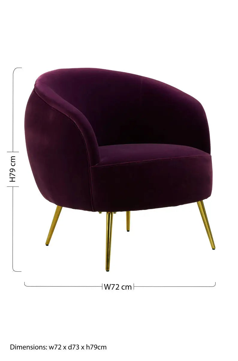 Purple Velvet Curved Accent Chair | Manhattan