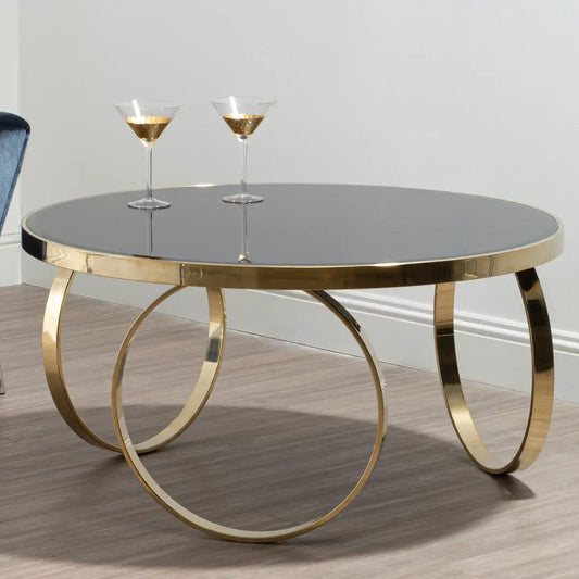 Ragusa Black Mirrored Glass Round Coffee Table