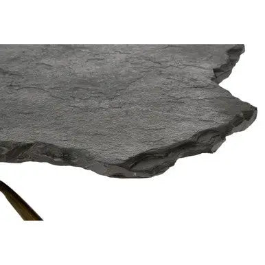 Rany Grey Stone and Antique Brass Coffee Table with Freeform Edge