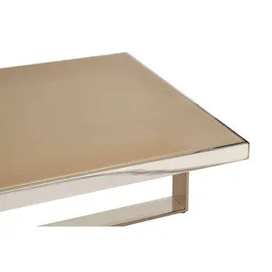 Rectangular Frosted Glass Coffee Table in Gold and Silver Finish Frame Demas