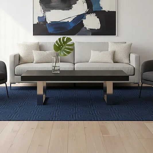Rectangular Wooden Coffee Table with Silver Finish Frame | Ulmus