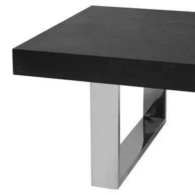 Rectangular Wooden Coffee Table with Silver Finish Frame, Ulmus