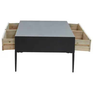 Recycled Pine Wood Grey and White Rectangular Coffee Table with Drawers, Luxor