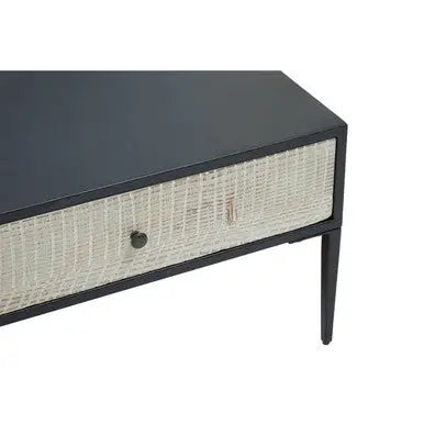 Recycled Pine Wood Grey and White Rectangular Coffee Table with Drawers, Luxor
