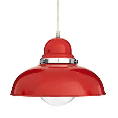 Red Finish Pendant Light with Chrome Detail | Jasper
