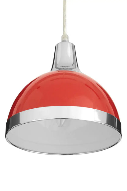 Red Shade and Chrome Pendant Light | Jasper