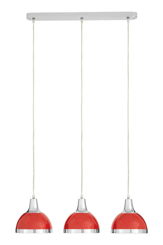Red Shade and Chrome Pendant Light | Jasper