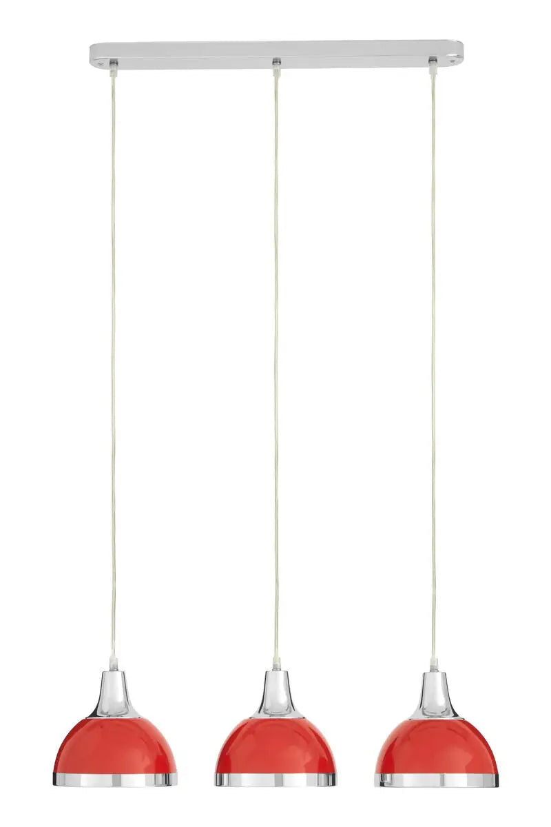 Red Shade and Chrome Pendant Light | Jasper