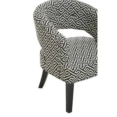 Regents Park Black and Beige Greek Key Design Lounge Chair