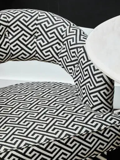 Regents Park Black and Beige Greek Key Design Lounge Chair
