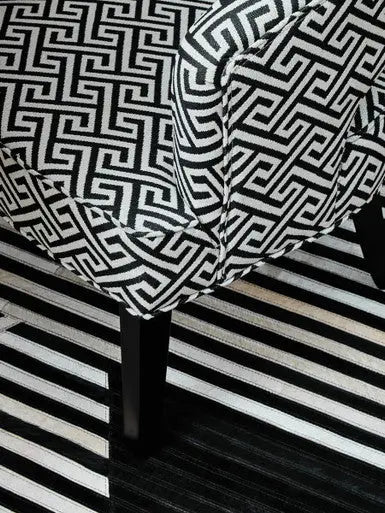 Regents Park Black and Beige Greek Key Design Lounge Chair