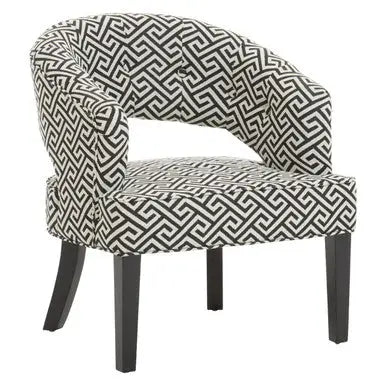 Regents Park Black and Beige Greek Key Design Lounge Chair