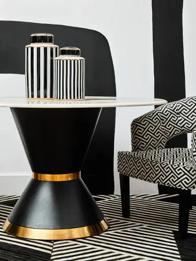 Regents Park Black and Beige Greek Key Design Lounge Chair