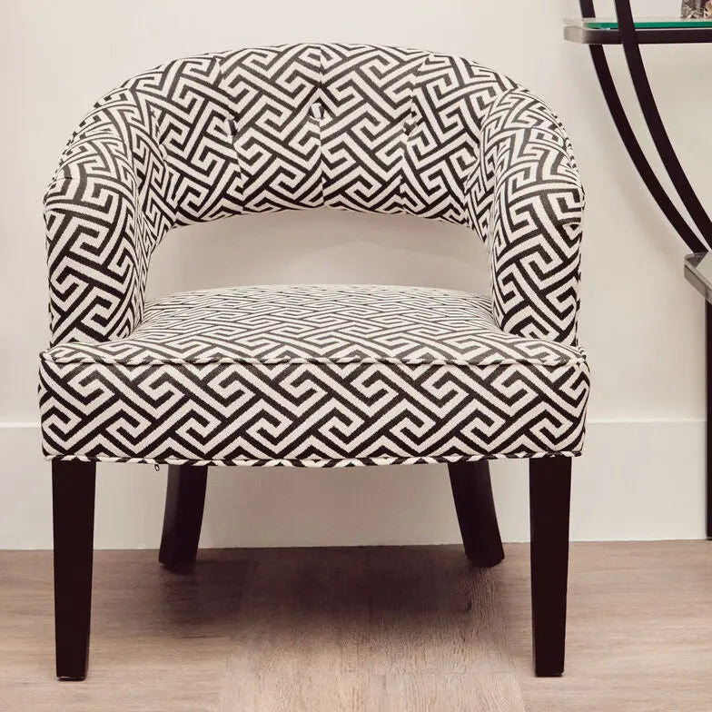 Regents Park Black and Beige Greek Key Design Lounge Chair