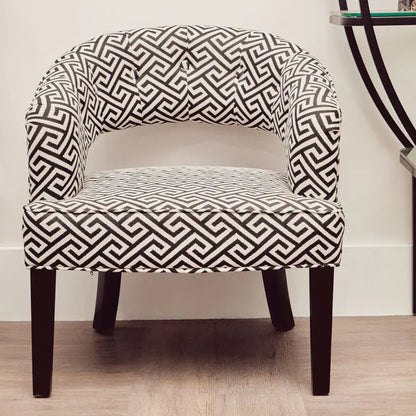 Regents Park Black and Beige Greek Key Design Lounge Chair