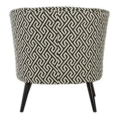 Regents Park Black and White Jacquard Fabric Accent Chair with Padded Seat