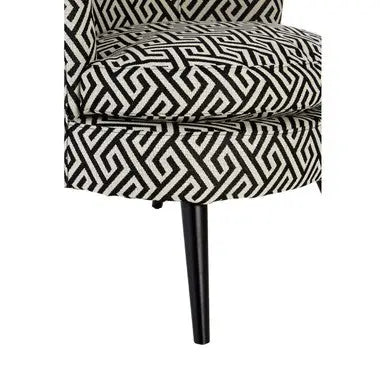 Regents Park Black and White Jacquard Fabric Accent Chair with Padded Seat