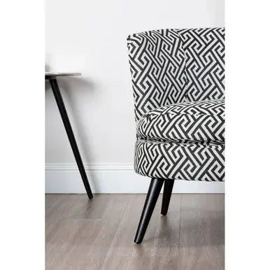 Regents Park Black and White Jacquard Fabric Accent Chair with Padded Seat