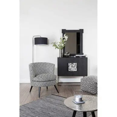 Regents Park Black and White Jacquard Fabric Accent Chair with Padded Seat