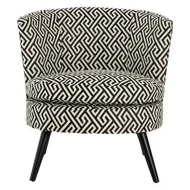 Regents Park Black and White Jacquard Fabric Accent Chair with Padded Seat