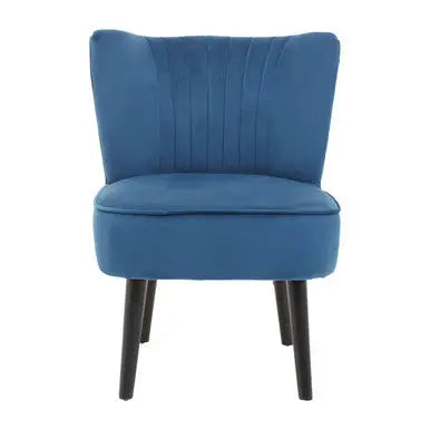 Regents Park Blue Velvet Chair with Wooden Legs
