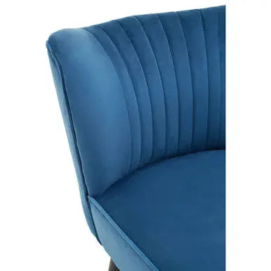 Regents Park Blue Velvet Chair with Wooden Legs