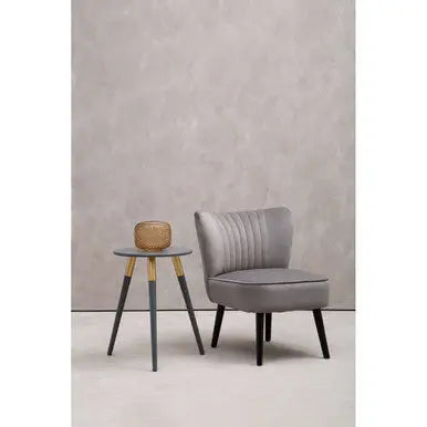 Regents Park Grey Velvet Chair with Black Legs