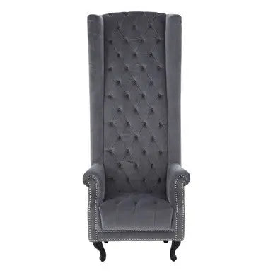 Regents Park Grey Velvet High Back Porter Chair