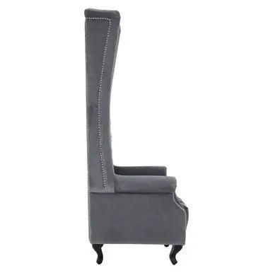 Regents Park Grey Velvet High Back Porter Chair