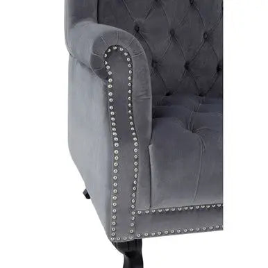 Regents Park Grey Velvet High Back Porter Chair