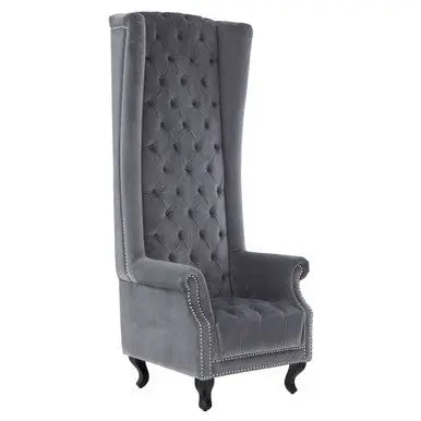 Regents Park Grey Velvet High Back Porter Chair