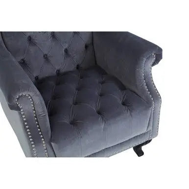 Regents Park Grey Velvet High Back Porter Chair