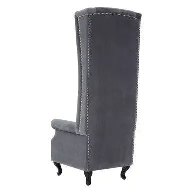 Regents Park Grey Velvet High Back Porter Chair